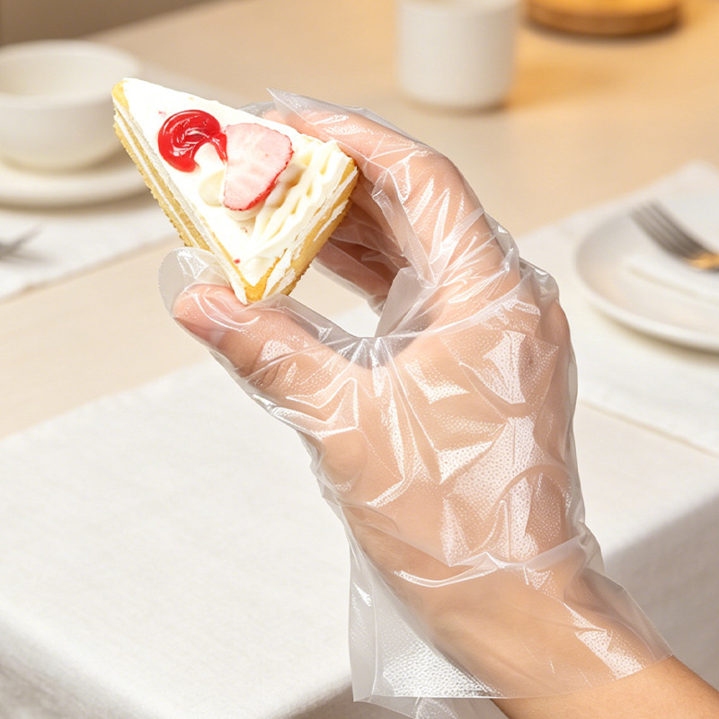 Guantes Desechables de Plástico Transparente Antigrasa y de Grado Alimentario para Gastronomía y Mariscos