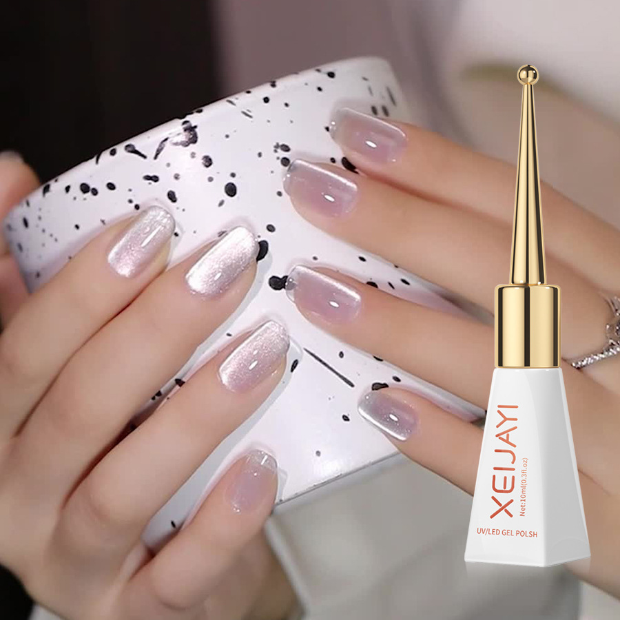 Flashing autumn and winter uncentered glass beads Crystal cat eye Nail Polish glue New Internet celebrity popular color