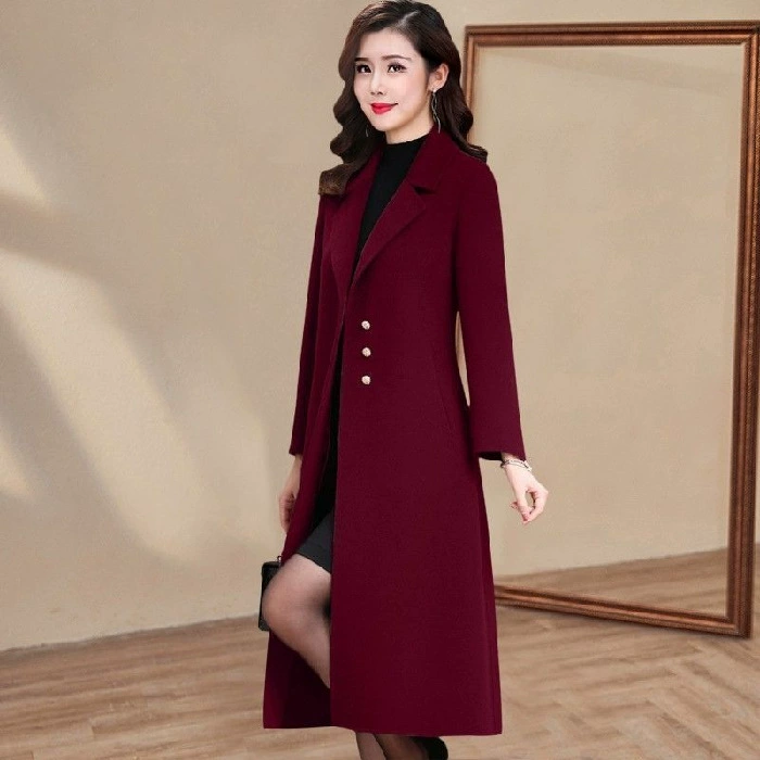 Двустороннее осеннее кашемирово-шерстяное пальто для мам, пальто средней длины 2023 года, городской стиль для зрелых женщин