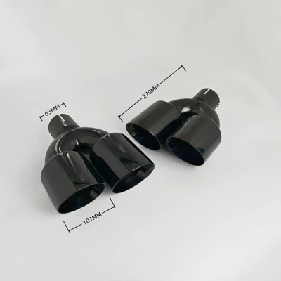 Exhaust pipe, muffler with dual outlets, black-plated