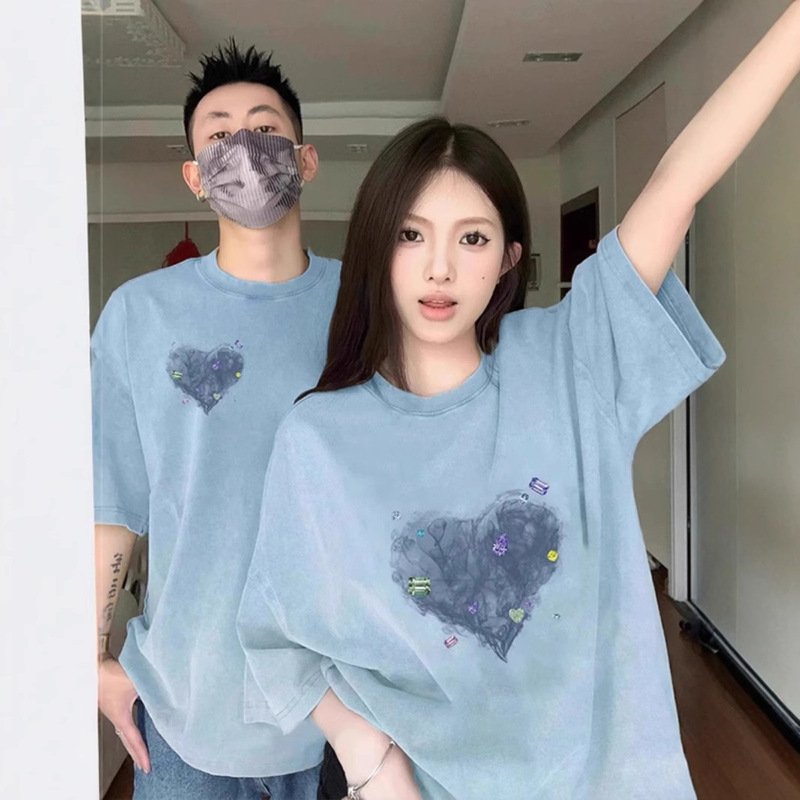 Summer Short-sleeved T-shirt 2025 New Super Hot High-end Special Pure Cotton Top Unique Super Good-looking Couple's Suit