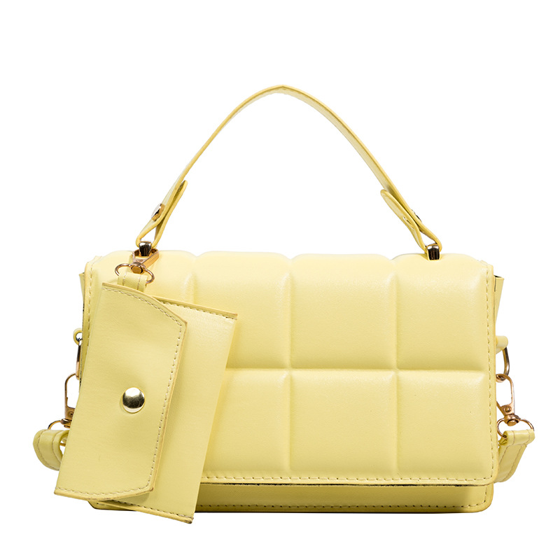 Bolso pequeño de indentación popular transfronterizo bolso a cuadros de estilo occidental de moda de las mujeres bolso de mensajero simple de color sólido bolso de la madre y el niño