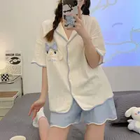 Пижамы женские летние тонкие пижамы кардиган с короткими рукавами шорты Yugui Dog ins Style корейский стиль молочный шелк Домашняя одежда костюм