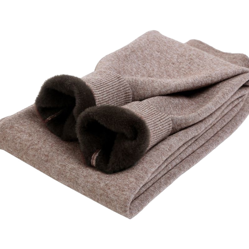 남성용 따뜻한 바지 밍크 울 바지 남자 가을과 겨울 두꺼운 울 바지 여자의 높은 허리 스트레치 울 바지 캐시미어 바지