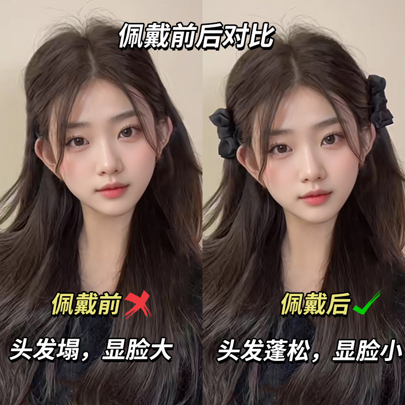 黒い蝶結びの王女の頭は小さいサイズの女性の側の額の前髪の髪を挟んで飾ります。|undefined