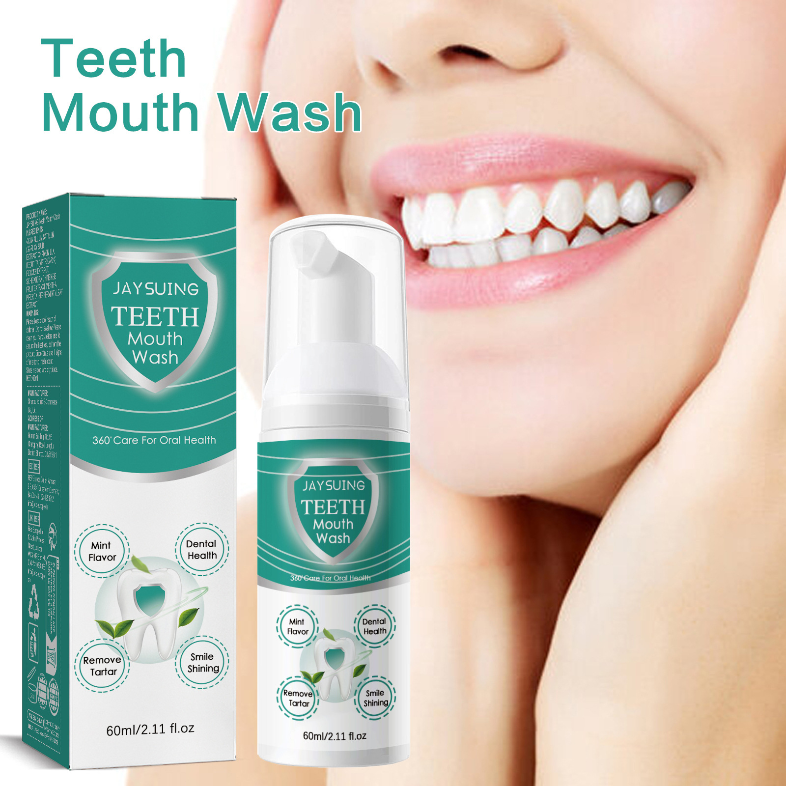 Jaysuing foam tooth cleaning mousse deep cleaning teeth stains yellow teeth care gum fresh breath