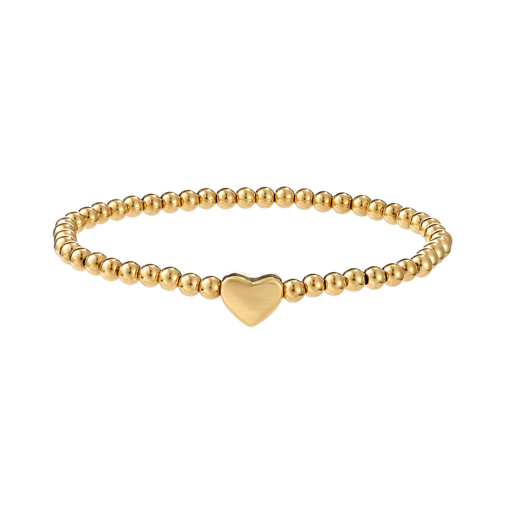 AMZ simple y versátil joyería de lujo ligera al por mayor estilo de pareja pulsera de cuentas redondas de acero de titanio chapado en oro real de 18k pulsera de amor image 8