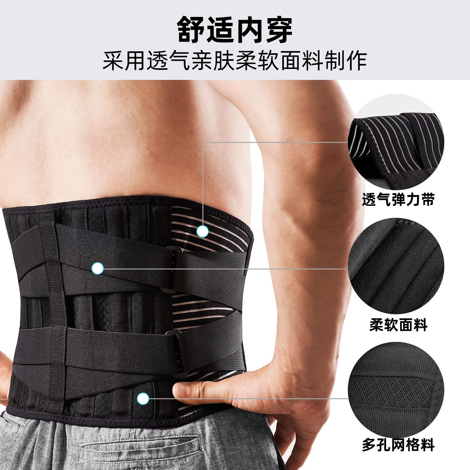 跨境爆款双重加压护腰带健身透气网格运动护腰力量支撑举重束腰带