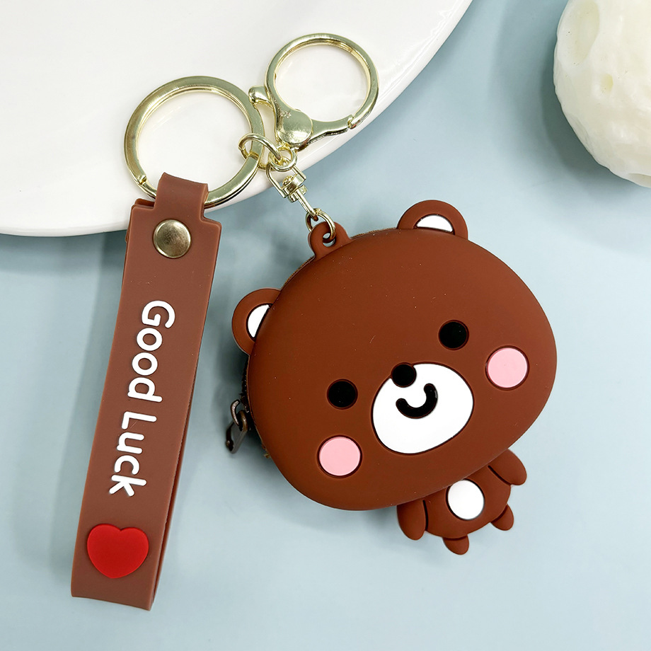 Super lindo Sanliou pareja de almacenamiento bolso de cambio llavero lindo monedero de fresa oso colgante bolso de llaves de chicas