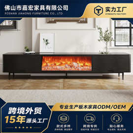 简约现代电壁炉电视柜隐藏隔间地柜时尚设计客厅家用收纳储物柜子
