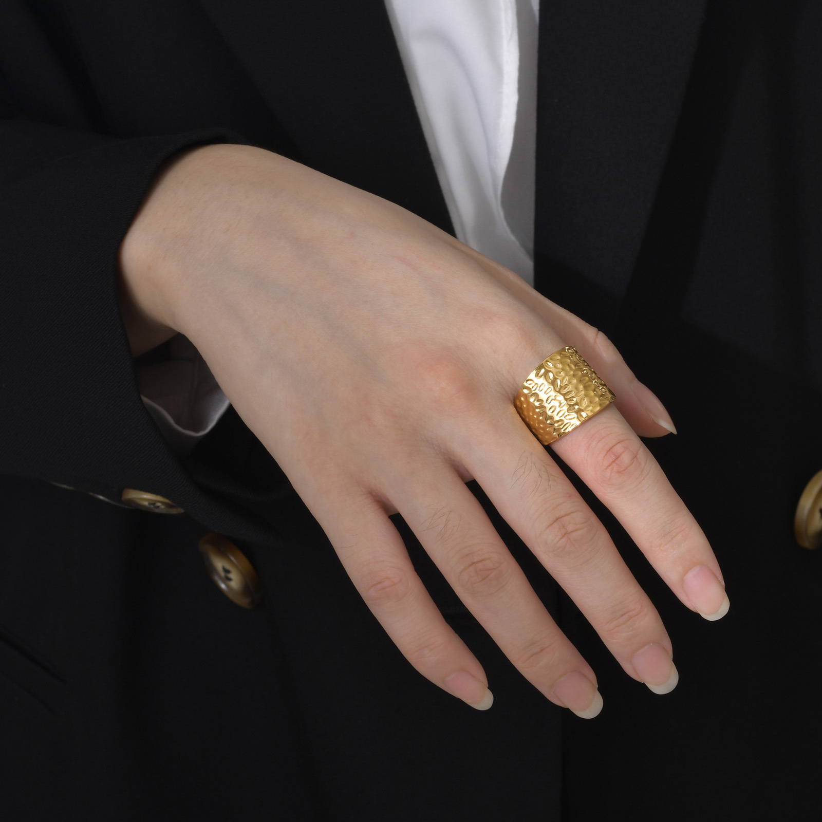 Simple Style Solid Color Stainless Steel Irregular Plating Open Ring 1 Piece