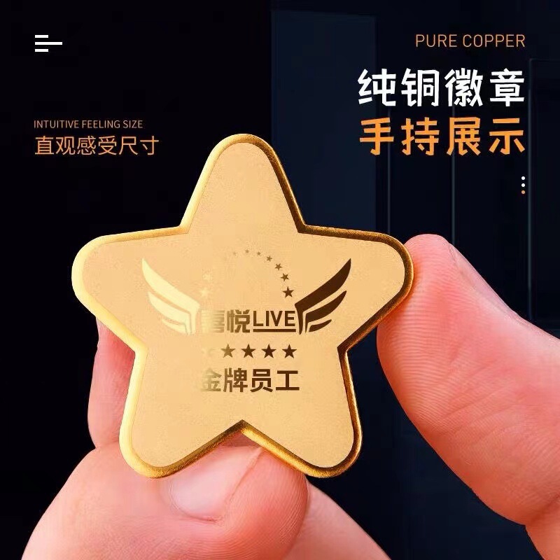 高級24kメッキ合金金属バッジカスタマイズスター工芸ブローチ班章バッジ校章カスタマイズ|undefined