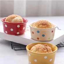 陶瓷烤碗舒芙蕾冰淇淋酸奶甜品布丁蛋糕烤盅高温烘焙模具炫彩波点