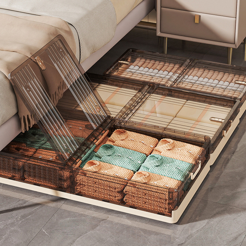 Transparent plastic foldable storage box