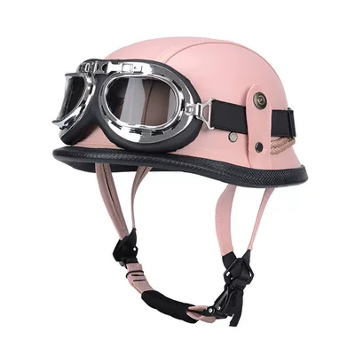 Motosiklet kaskı (dəbilqə) — Vehicle Motorcycle Safety Helmet Motorcycle Helmet - pink-with-silver-frame-harley-mirror-m
