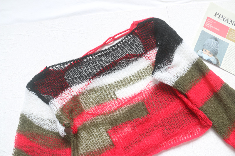 Title 7, Maglione a maniche lunghe a righe multicolori c...