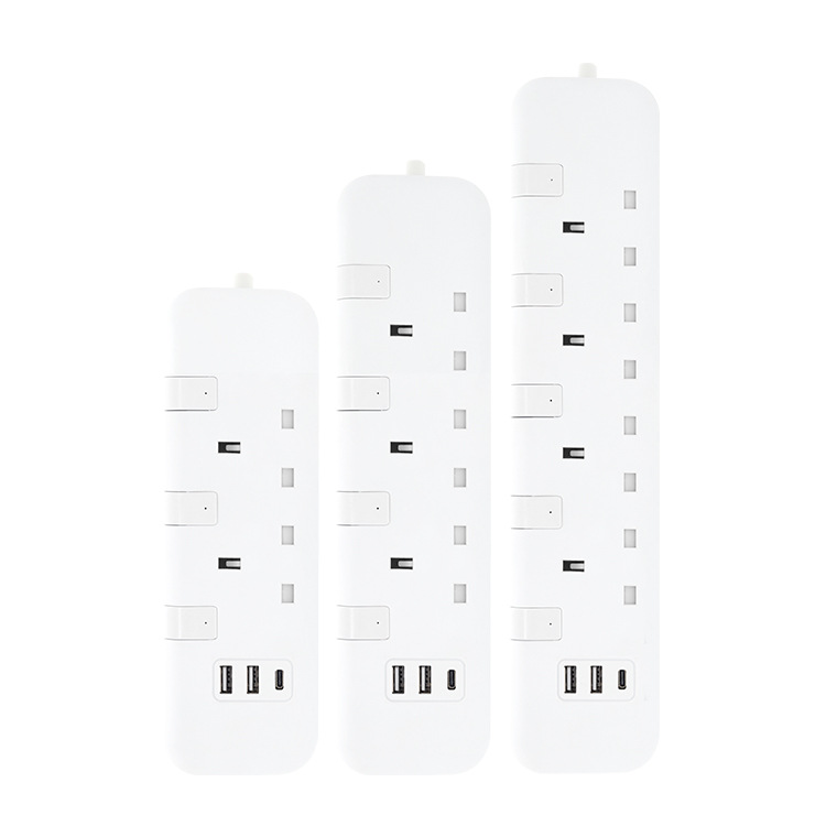 803B USB C新款设计白色BS认证标准英式英规排插接线板插座带独立