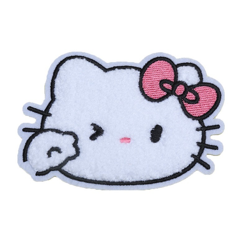 人気アニメ動物KT猫タオル刺繍布貼り服バッグ破れ穴刺繍パッチ|undefined