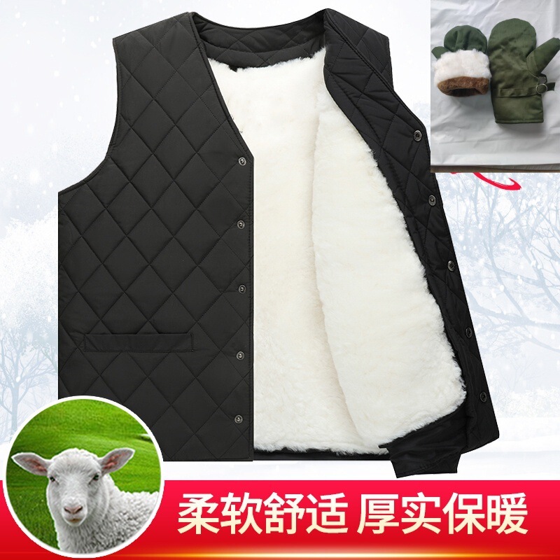 Sheepskin Vest, Men's Warm Detachable Fur Vest with Integrated Leather and Fur, Unlined Fabric Fur Vest, Sheepskin Gilet, Wool Vest