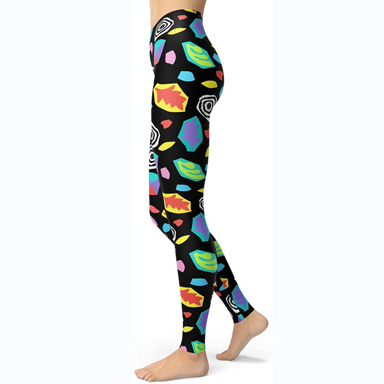 Abbigliamento da donna multicolore stampato slim fit fianchi sollevamento snellente grandi dimensioni corsa yoga fitness leggings_voghion.com
