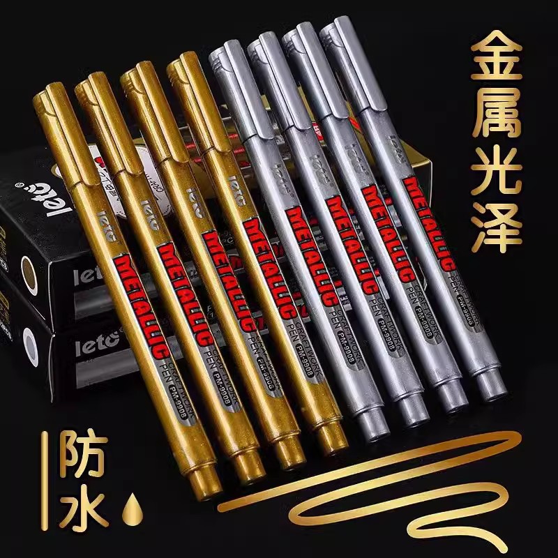 Letu metal color arte pluma oro plata marcador DIY tarjeta de felicitación signo firma marcador de pintura a base de agua lote