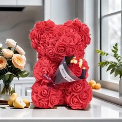 バラのクマと花束、バレンタインデーと母の日の国境を越えた供給、母親とガールフレンドへの永遠の花