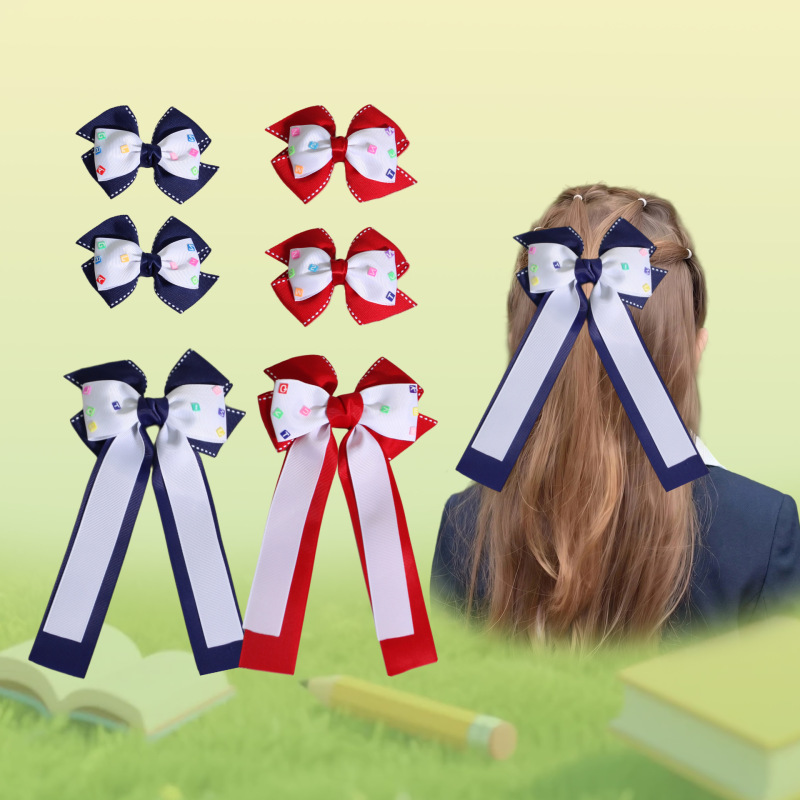 In-Stock Items Exclusively for the New School-Style Letter Combination Children's Bow Hair Clips, Perfect for School Uniforms and Back-To-School Season Hair Accessories In-Stock Items Exclusively for the New School-Style Letter Combination Children's Bow Hair Clips, Perfect for School Uniforms and Back-To-School Season Hair Accessories