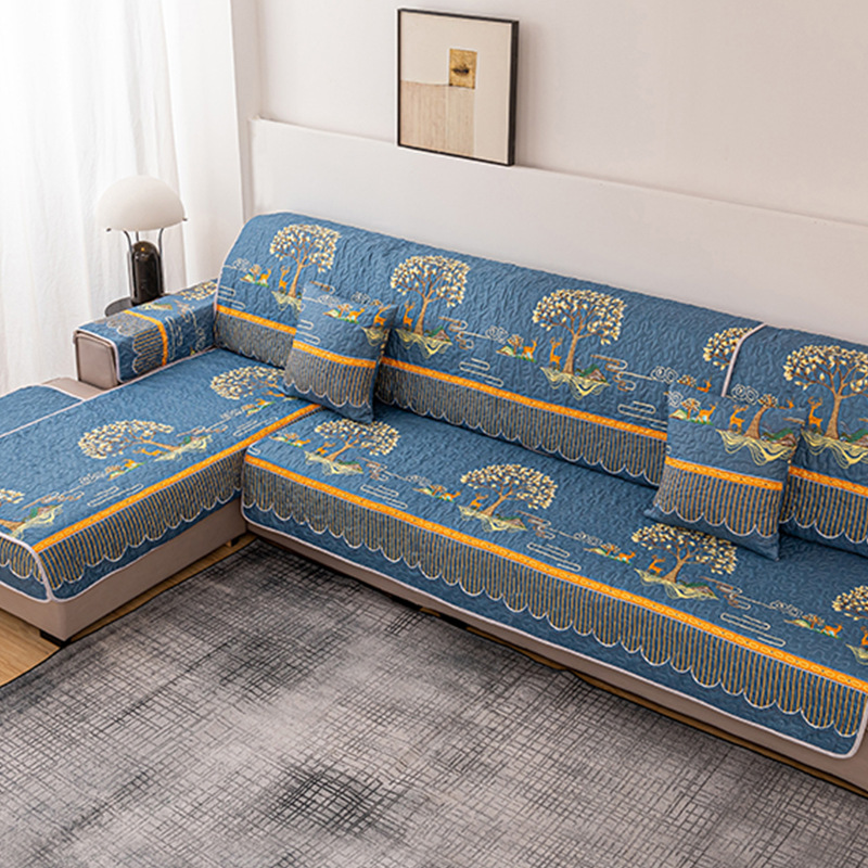 沙发垫四季通用套罩坐垫蕾丝沙发巾欧式三件套抱枕全包套装