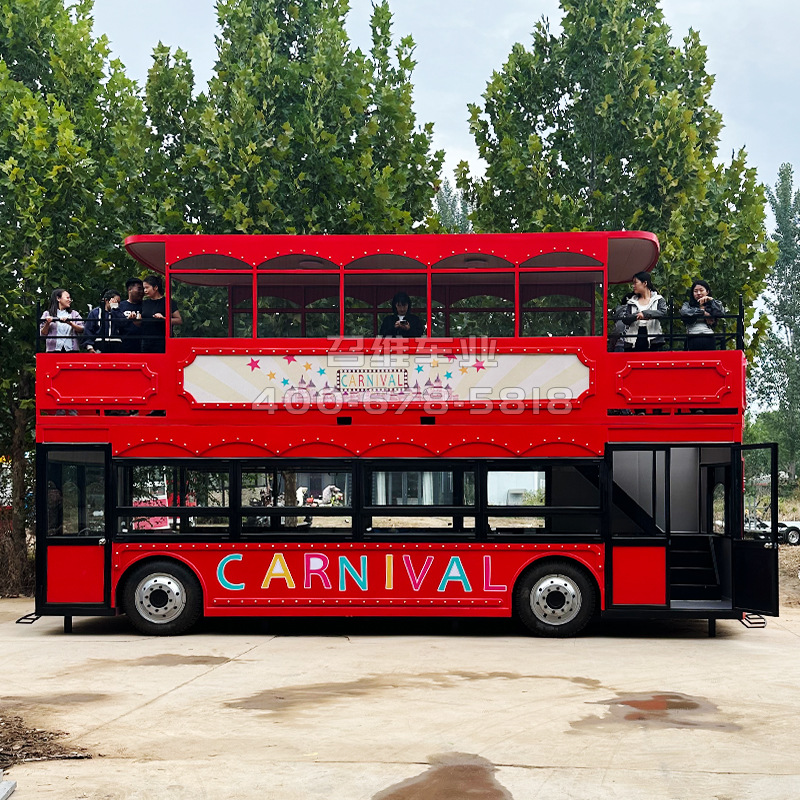 移动双层巴士多功能餐车景区打卡厨房就餐一体车美食车电动小吃车