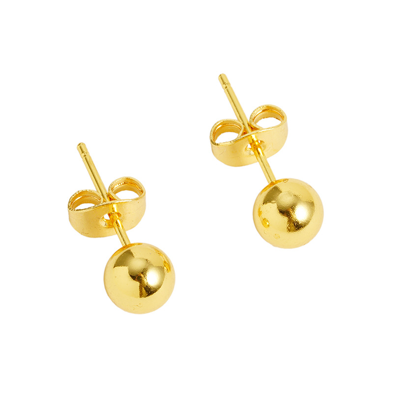 Vietnam arena oro pequeño grano redondo Stud pendientes Beanie pendientes versátil chica temperamento joyería brillante simple al por mayor