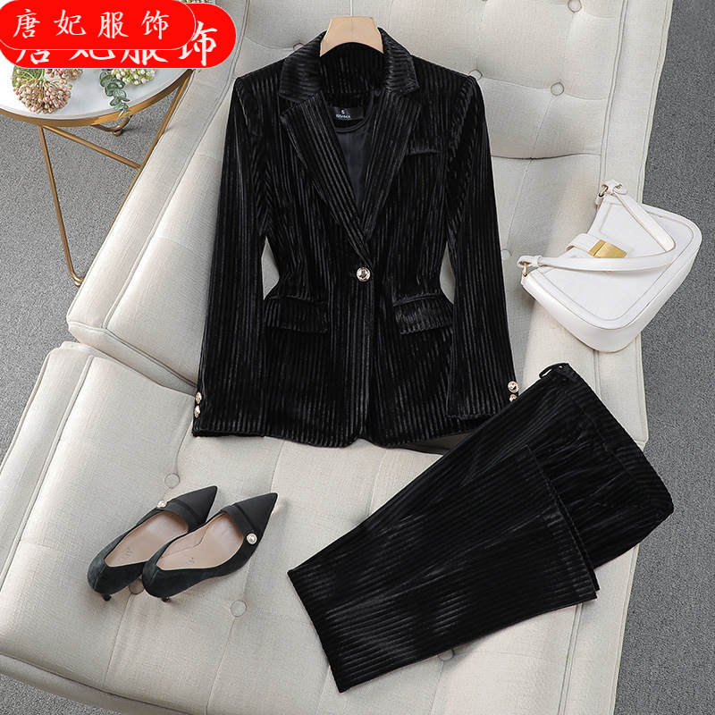 2024 New High Sense Gold Velvet Suit suit Women's Spring and Autumn Professional Dress Fashion Elegant Suit Jacket 2024 New High Sense Gold Velvet Suit suit Women's Spring and Autumn Professional Dress Fashion Elegant Suit Jacket