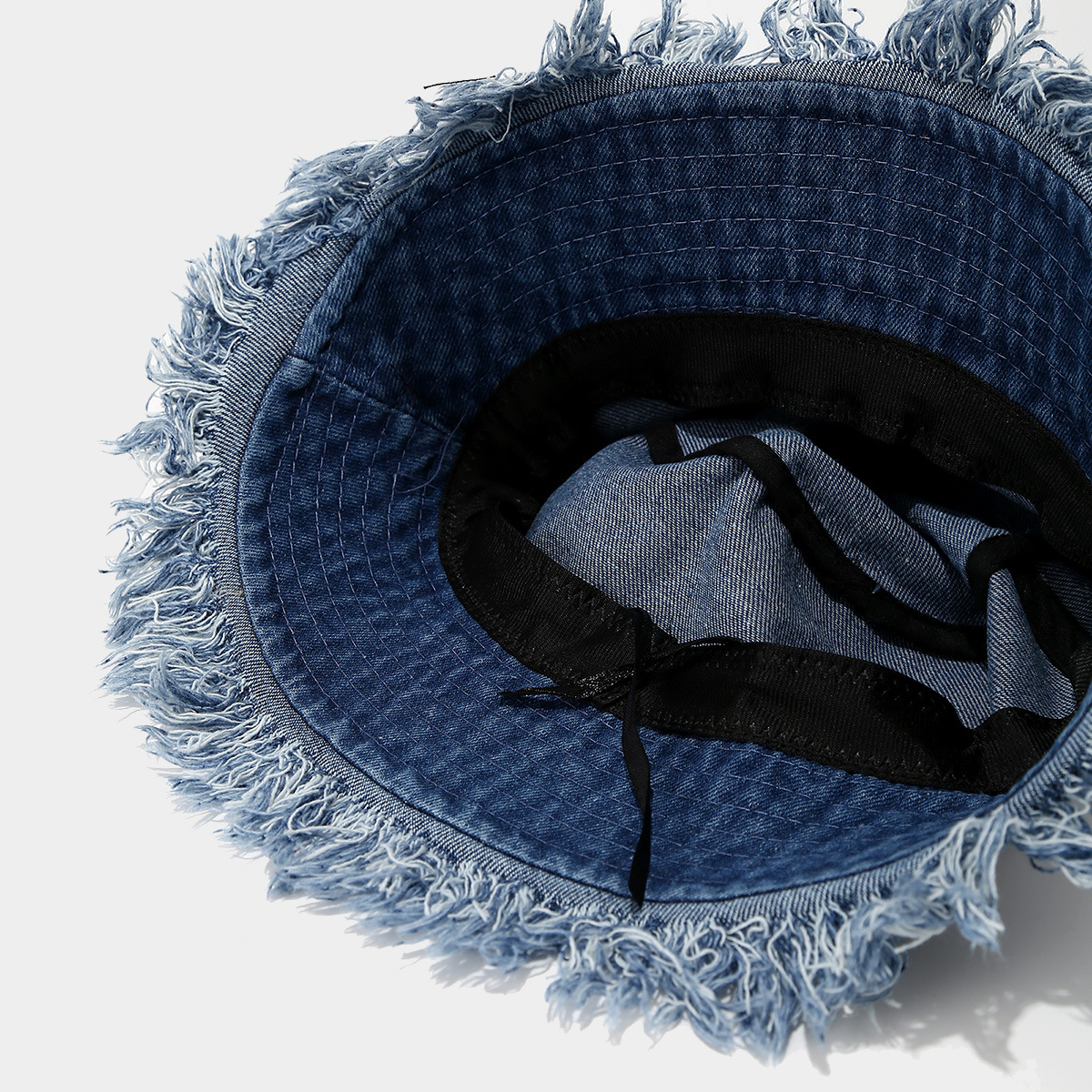 Marca de moda viejo sombrero de pescador de mezclilla sin filo moda de la calle de primavera y verano tablero de luz lavada sombrero de lavabo grande sombrero de mujer