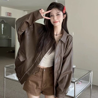 黑色皮衣外套女2026新款秋冬感小个子美式复古短款机车皮夹克