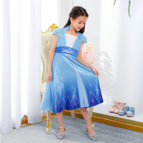 New snowflake design Elsa dress princess dress for girls, snow queen dress, performance costume for children