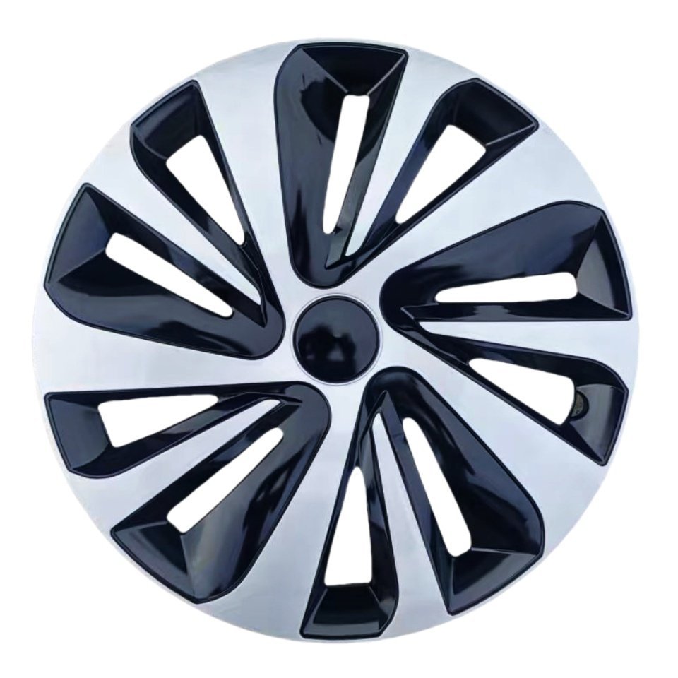 Iron Wheel — Universal Hub cover - 14-inch-bb-style-silver-black-1pc