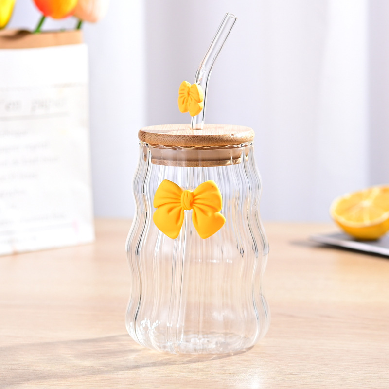 Vaso de vidrio de borosilicato de alta calidad, de una sola capa, con forma de nube y lazo multicolor, para agua, leche, té y café.