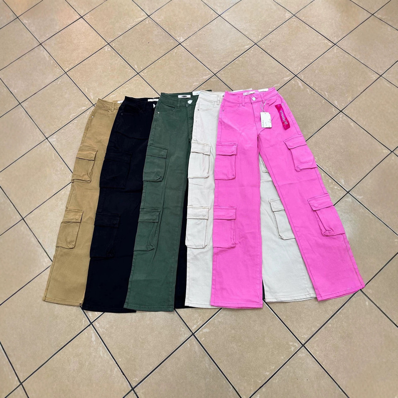 Cargo Jeans Women's Slim Straight Fit Versatile Trendy Long Pants Boyfriend Jeans