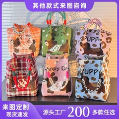 亚马逊跨境萌趣卡通小众针织手拎包便携出行手提包休闲百搭盒饭包