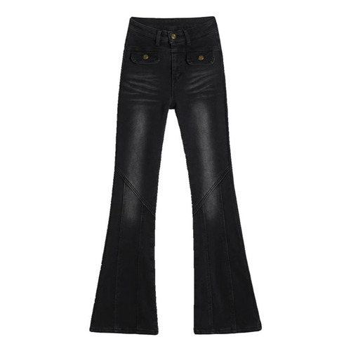 American Retro Micro Bell-bottom Jeans for Women - Spring and Autumn Season, High-waisted Tight Slimming Hot Girl Street Style Hoop Piling Pants