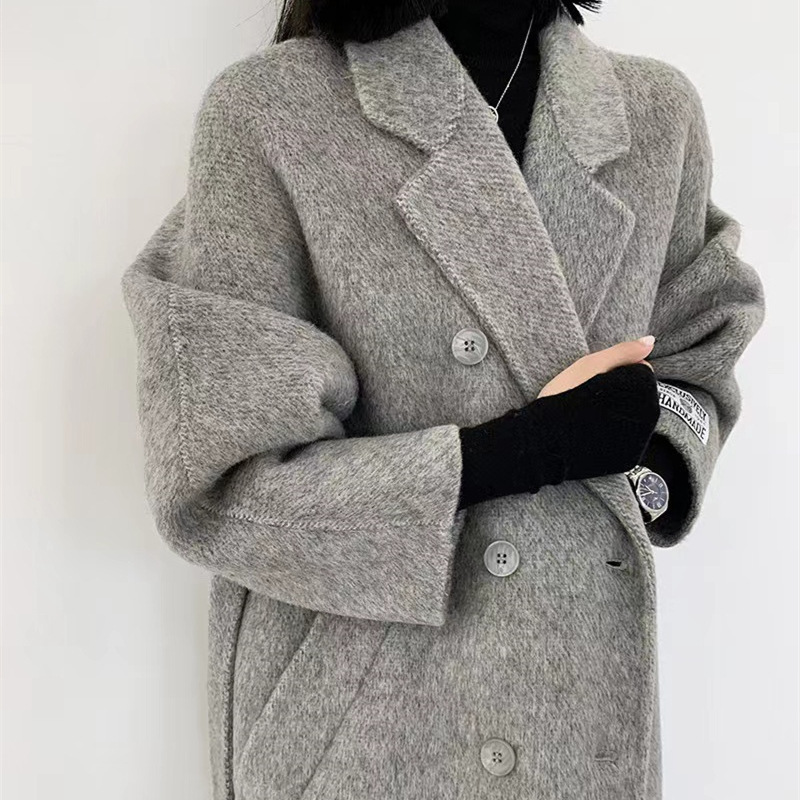High-end Alpaca Belt Korean-style New Elegant Elegant Mid-length Double-sided Wool Coat for Women High-end Sense Coat for Women
