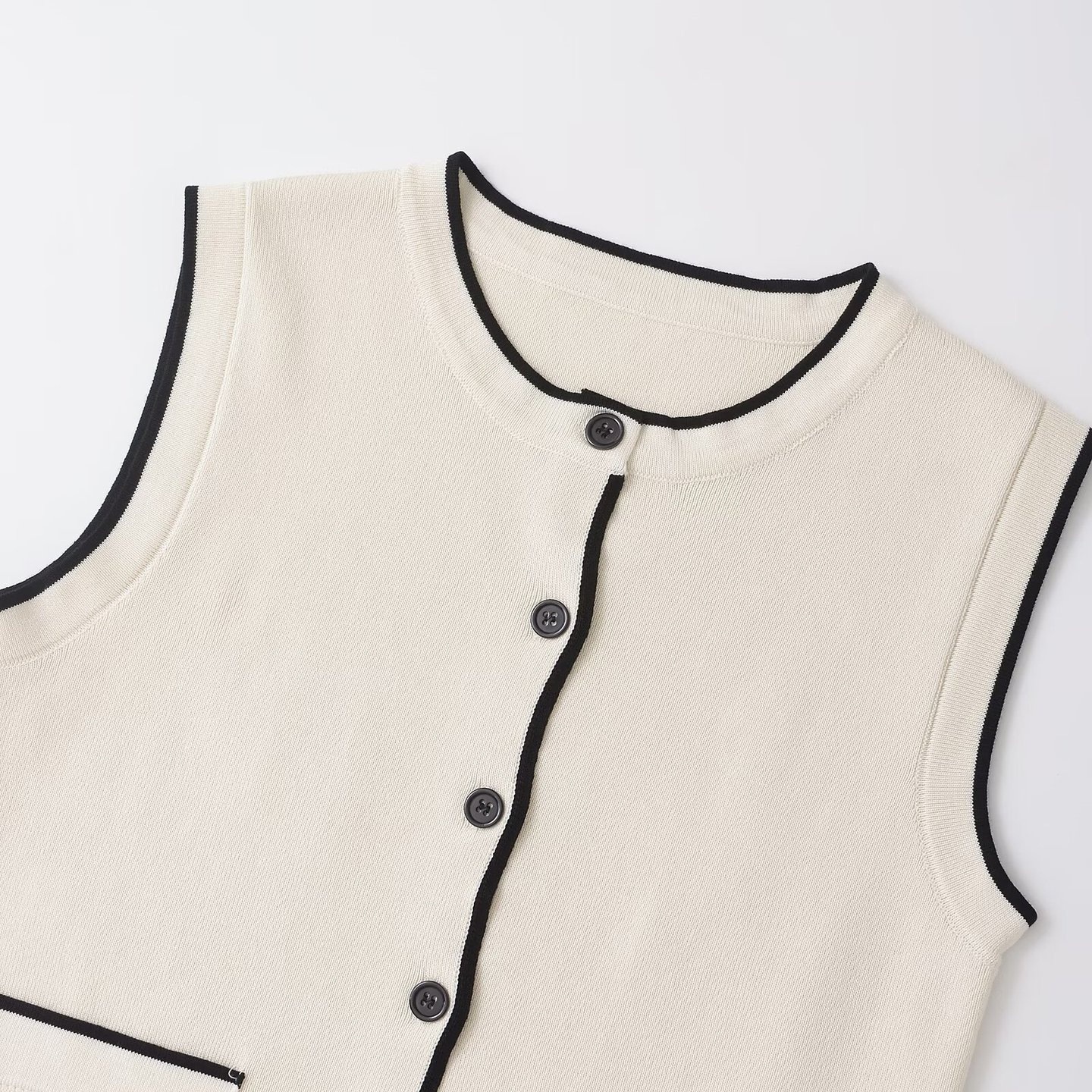 Damenbekleidung 2024 Herbst und Winter neue Street Fashion Kontrastfarbe Rundhalsweste_voghion.com