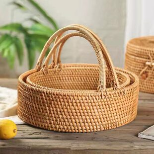 Rattan basket, rattan tiny basket storage basket snack basket fruit basket rattan picked basket picnic picnic