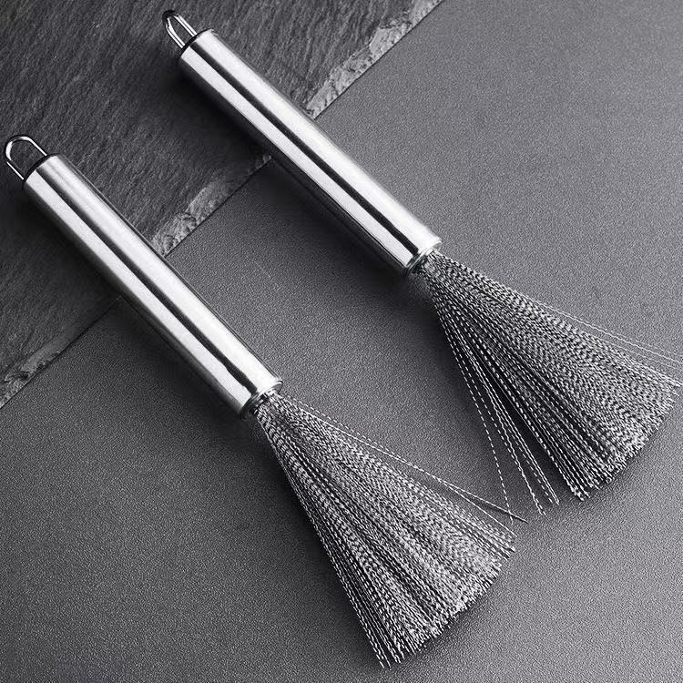 German 304 Stainless Steel Pot Brush with Nano Long Handle for Cleaning and Decontamination, Kitchen Hanging-Type Magic Steel Wire Brush German 304 Stainless Steel Pot Brush with Nano Long Handle for Cleaning and Decontamination, Kitchen Hanging-Type Magic Steel Wire Brush