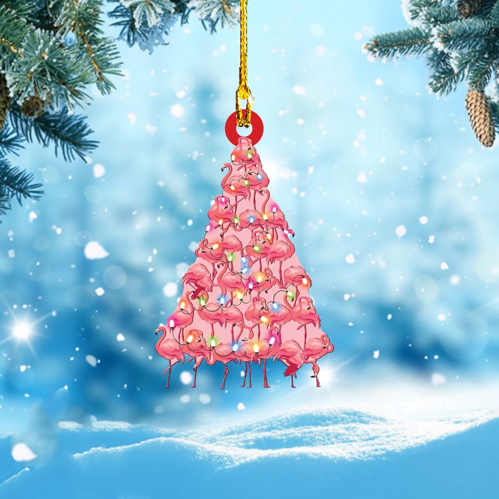 Árbol de Navidad creativo acrílico plano regalo de Navidad casa de vacaciones espejo retrovisor decoración colgante