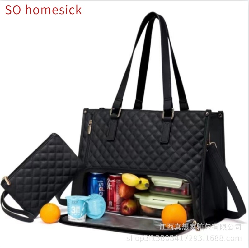 2026 New Diamond Pattern Pu Laptop Bag 15inch Business Zipper Notebook Bag for Women with Large Capacity