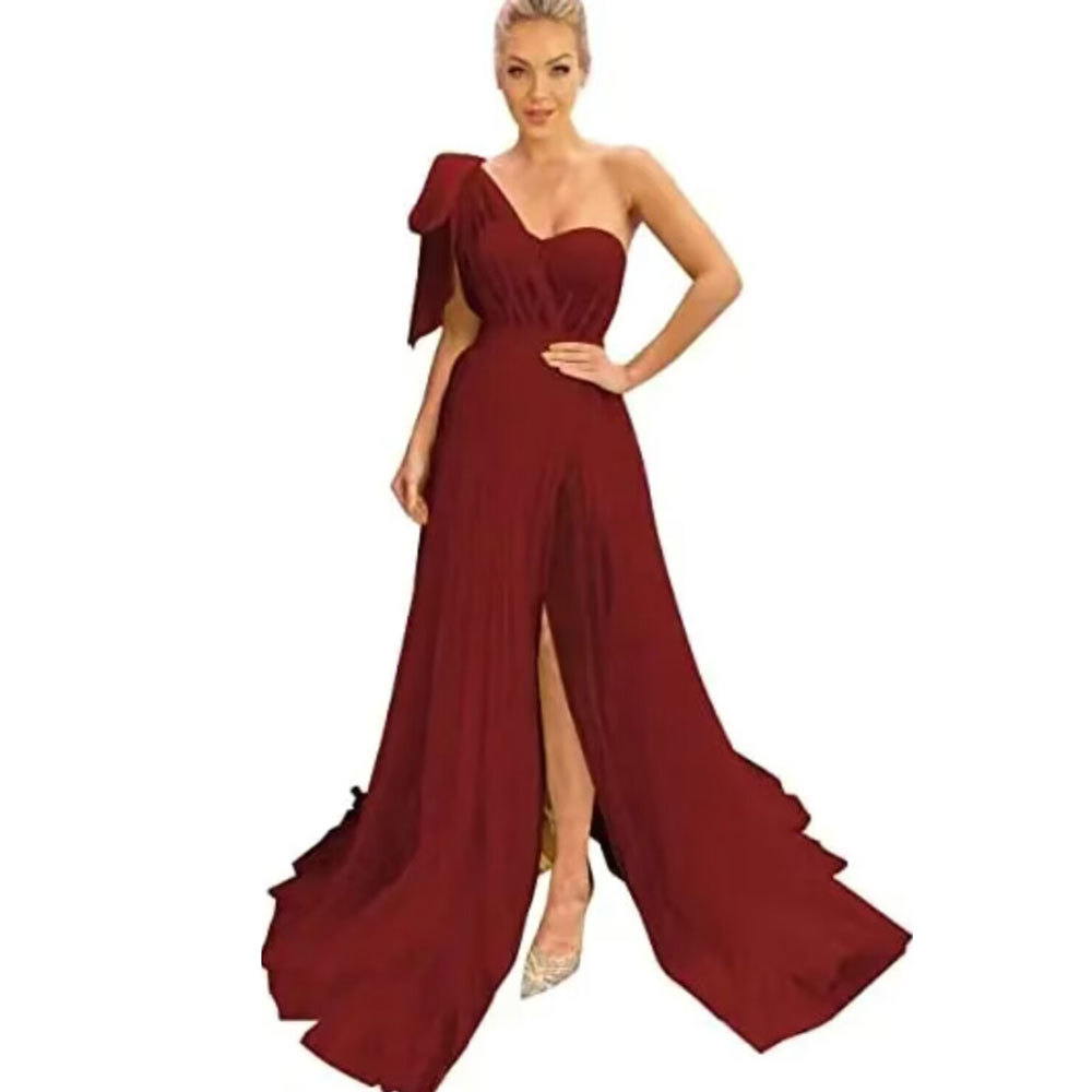 Comercio exterior europeo y americano vestido de noche transfronterizo para damas vestido de fiesta vestido de fiesta sexy dividido pequeño vestido de cena de cola femenino