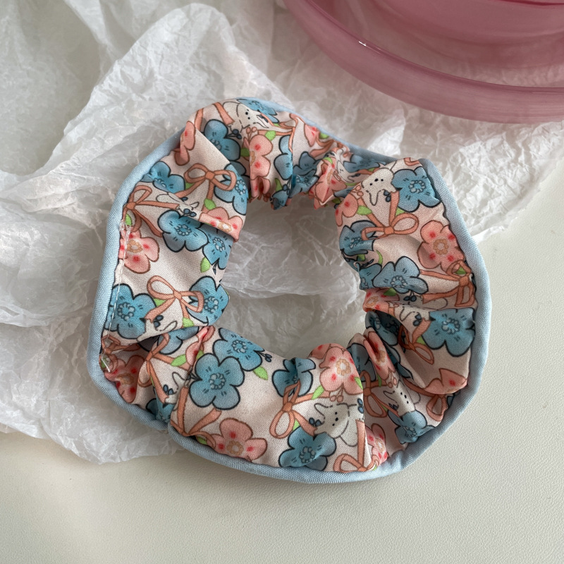 Arco de mariposa encaje intestino anillo de cabello de niña estilo pastoral de alto nivel flor de cabello cuerda de cabello bufandas cuadradas cuerda