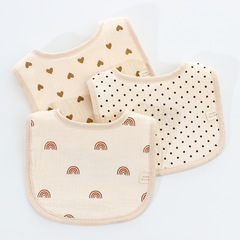 Six-layer cotton gauze U-shaped bib baby saliva napkin children's eating bib baby anti-vomiting milk napkin back-button bib