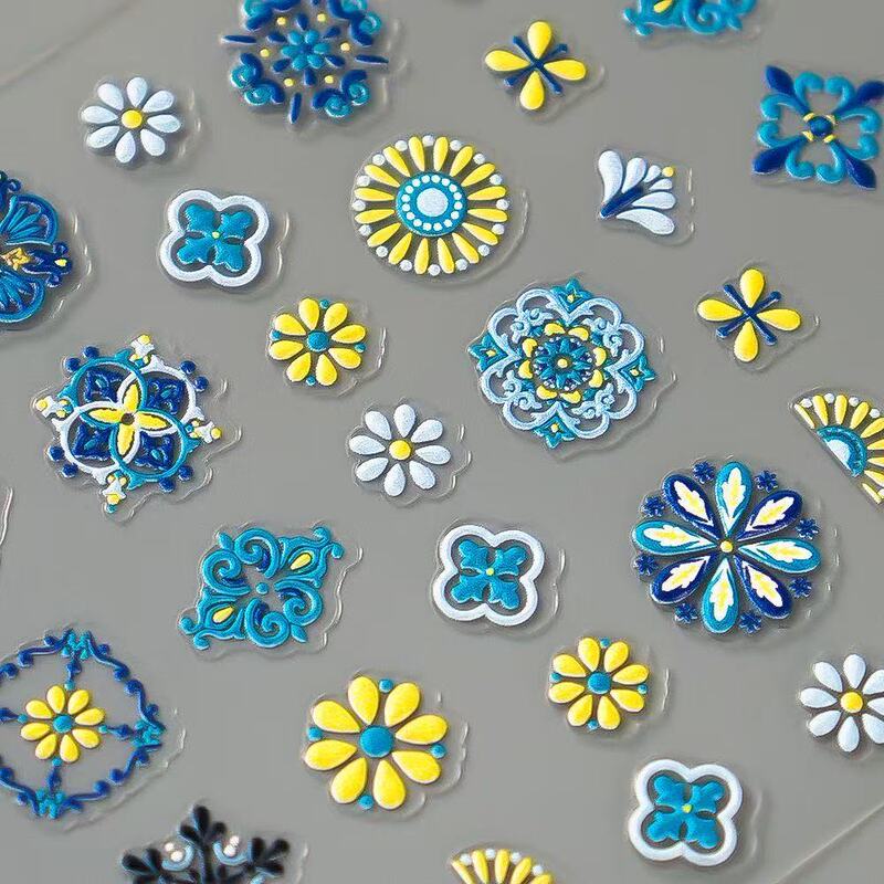 Wildflower Embossed Shell Light Nail Art Stickers Oil Painting Minimalist Nail Stickers Full Coverage with Adhesive Backing Bohemian Style Wildflower Embossed Shell Light Nail Art Stickers Oil Painting Minimalist Nail Stickers Full Coverage with Adhesive Backing Bohemian Style