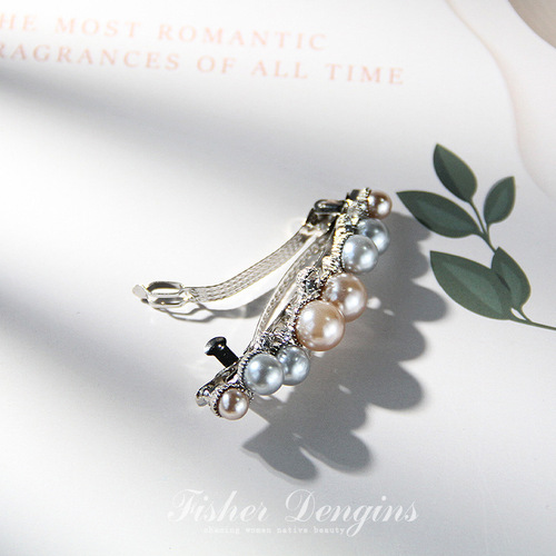 Small Pearl Spring Clasp Hairpin for Adults, Korean Style, Simple and Elegant Hair Clip, Hair Accessory for Women